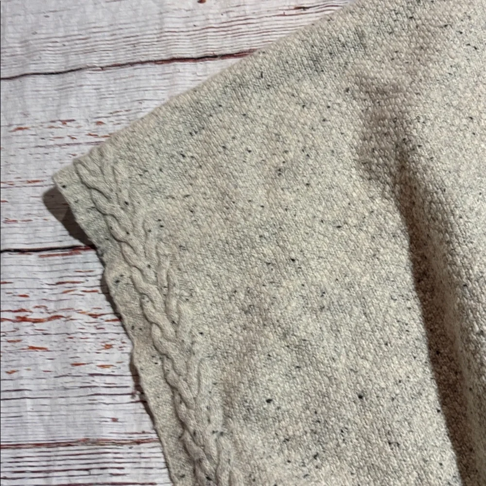 LAUREN Ralph Lauren Wool Blend Cream Knit Poncho Sweater